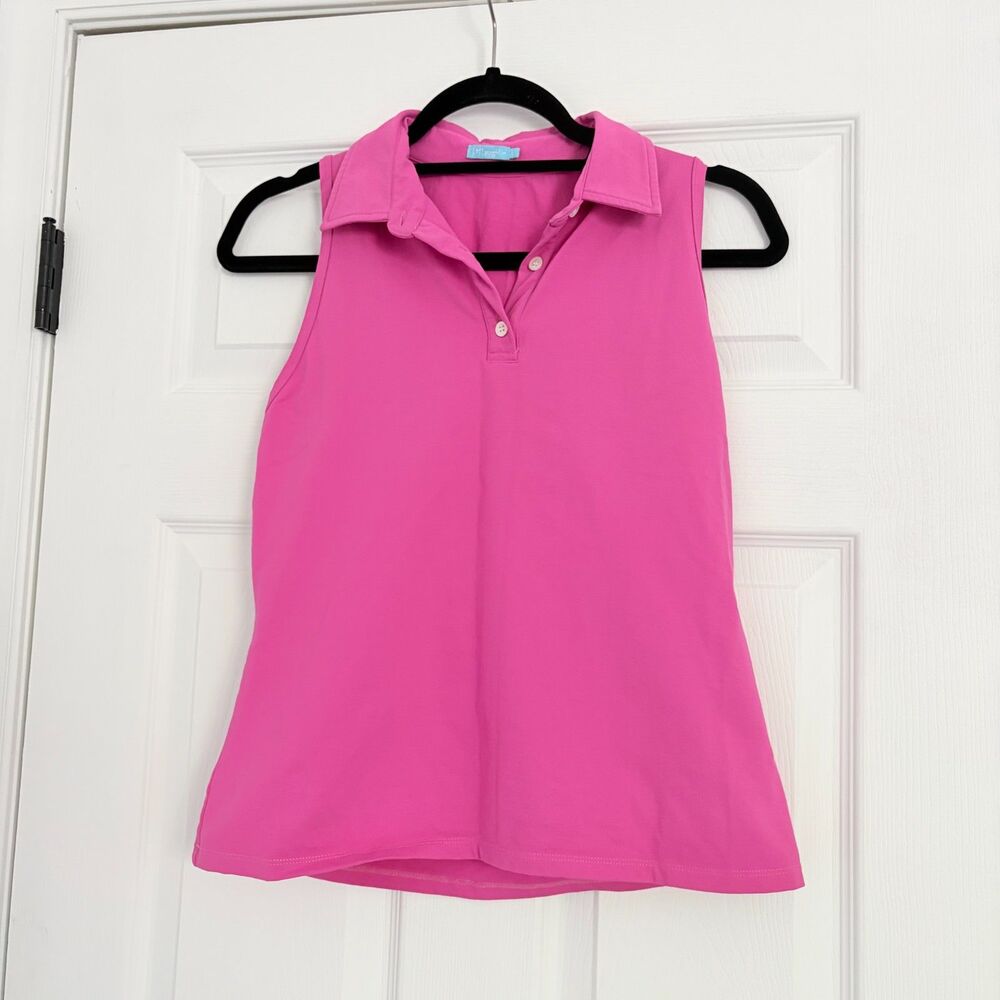 J McLaughlin Pink Sleeveless Polo Shirt Size L Classic Stretch Nylon Blend